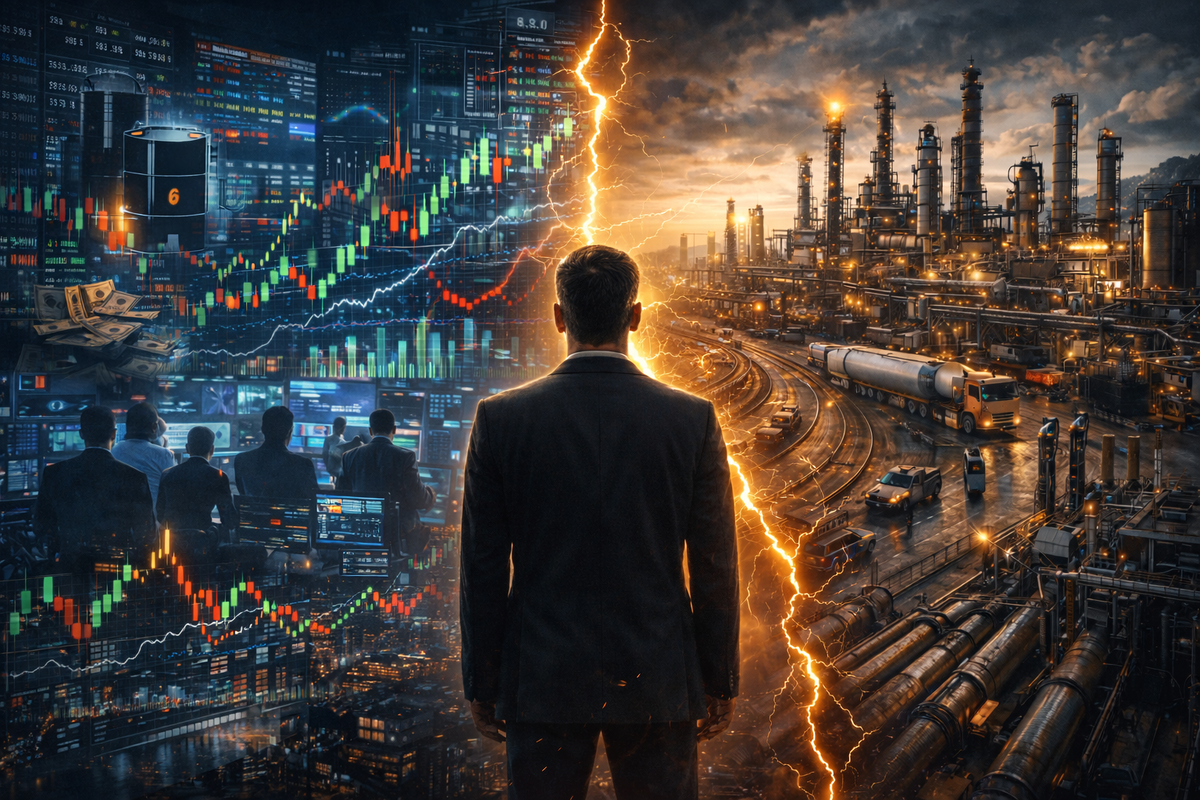 Столкновение двух миров — нервного рынка, живущего колебанием, и порядка, где экономика подчинена смыслу и цели.