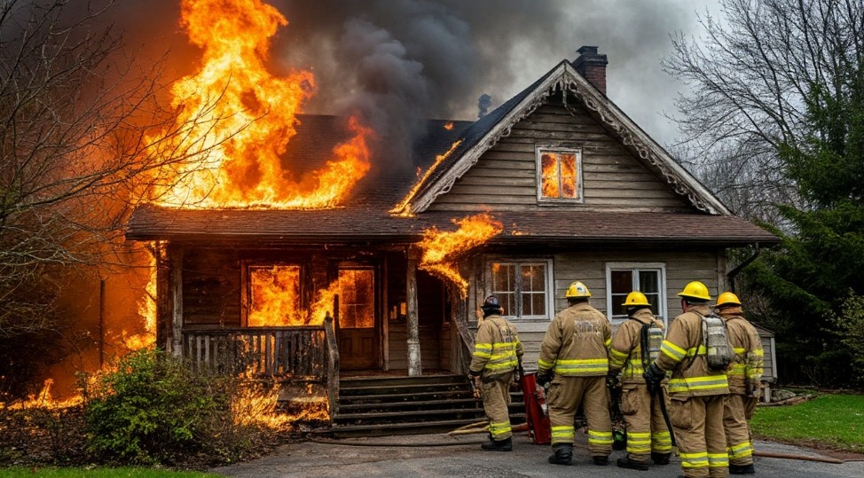    В Архангельске пожар охватил десять строений на дачном участке