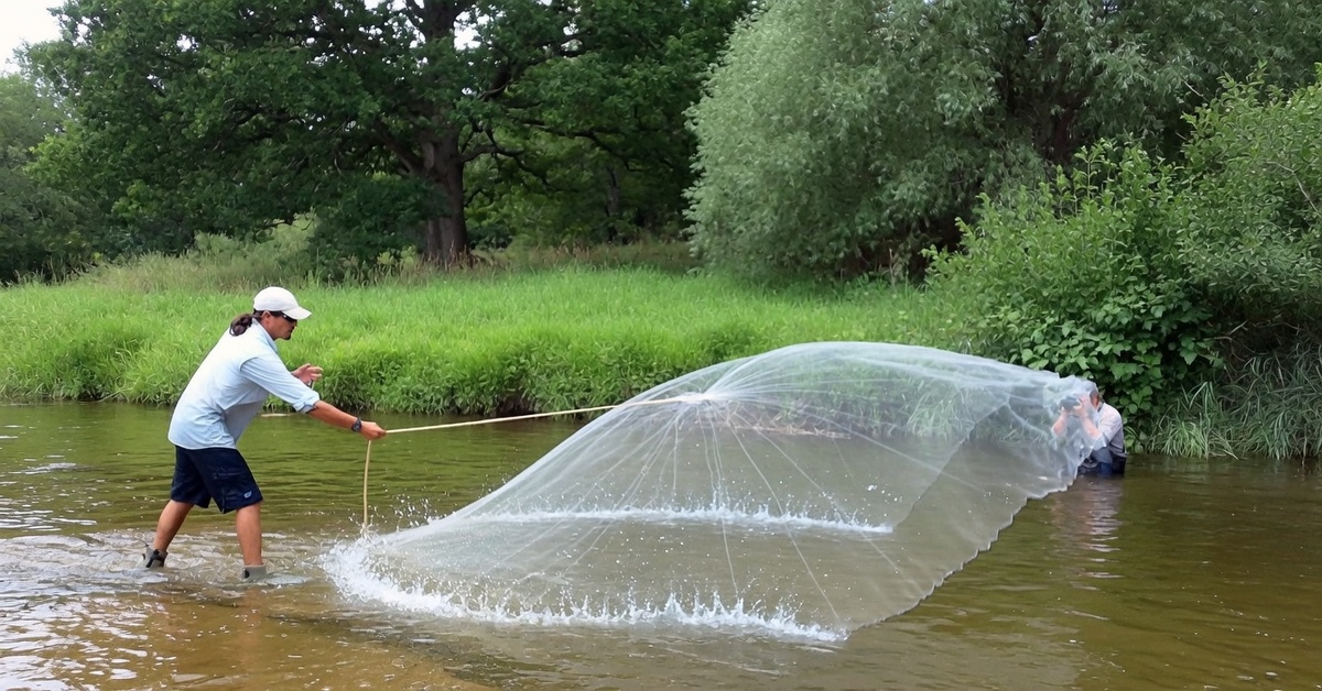 Рыбак скастинговой сетью
