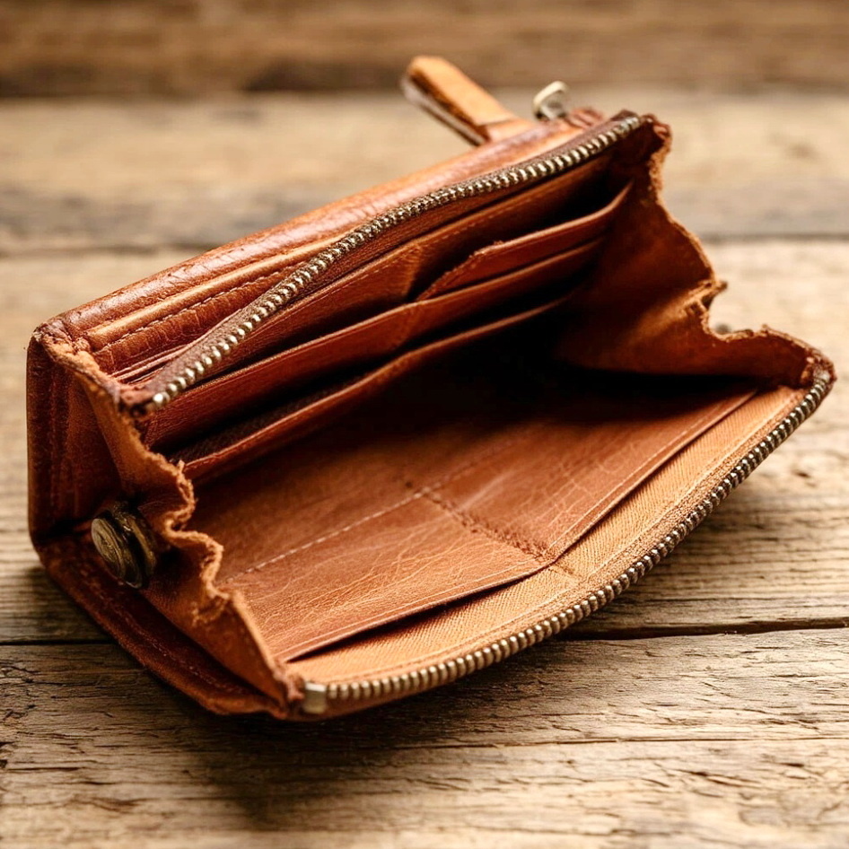 Пустой кошелек. Изображение для иллюстрации статьи создано нейтосетью "Шедеврум"