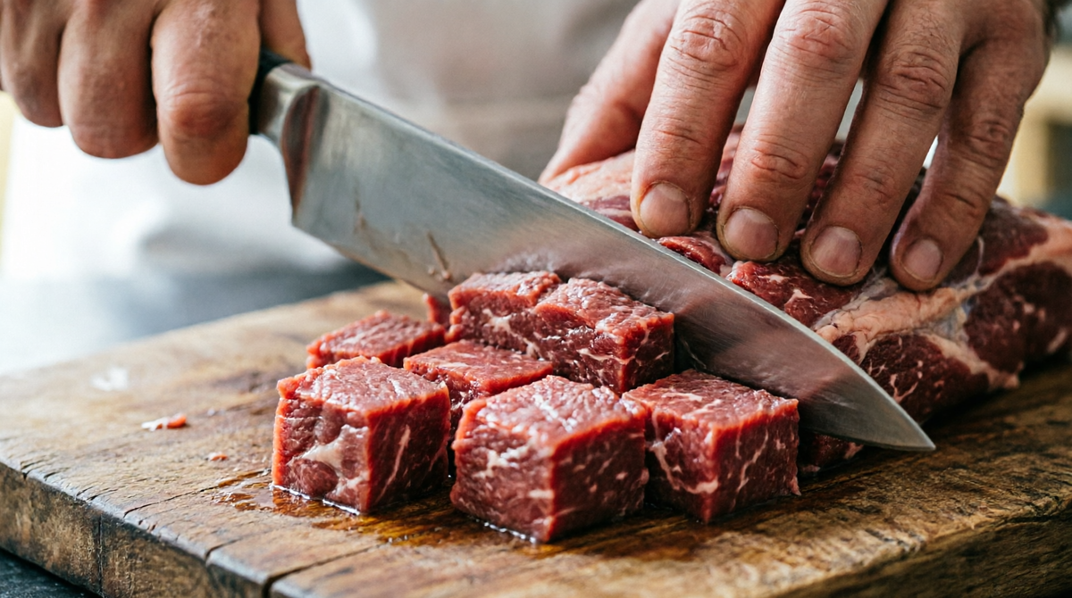 строго вдоль волокон кубиками 4–5 см.