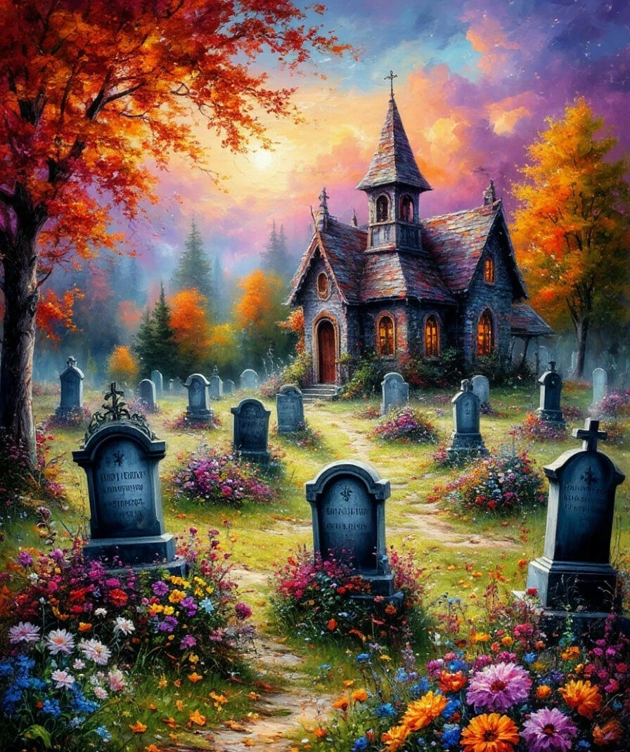 Кладбище - фантазия нейросети.