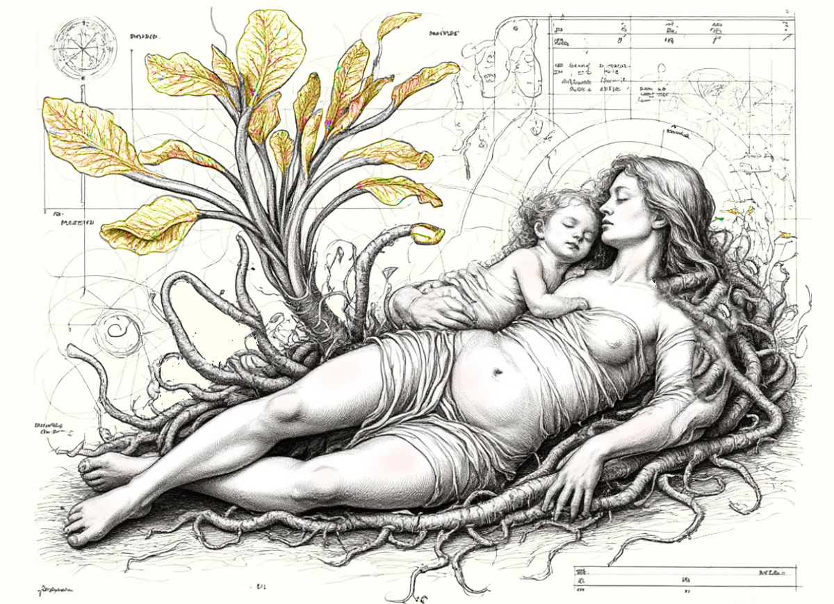 растение: Петров крест. Присосалось к матери и ребёнку и высасывает питательные вещества