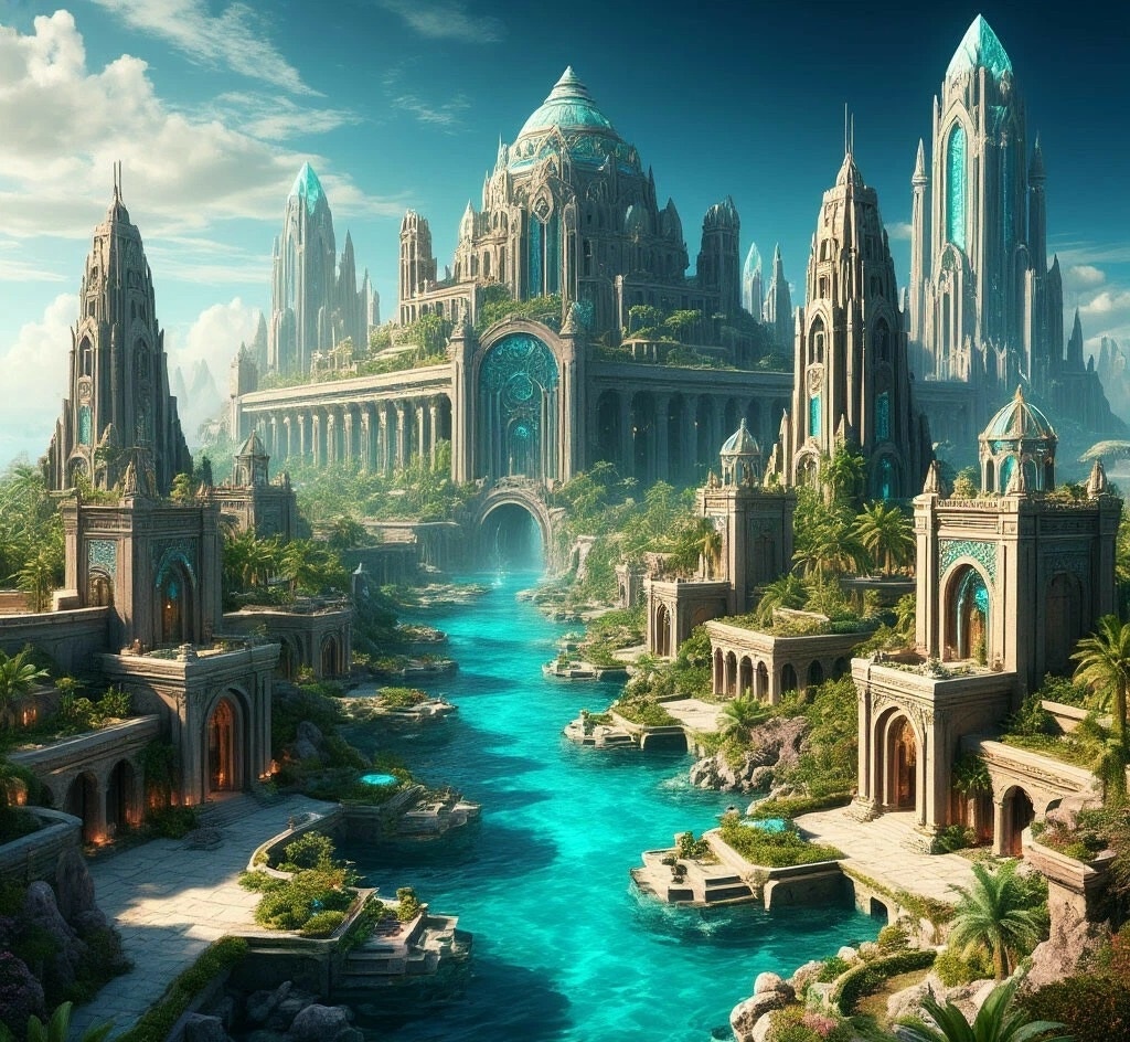 Атлантида славилась своими величественными городами, число которых, по некоторым источникам, достигало нескольких сотен. Их архитектура поражала воображение: грандиозные сооружения из неизвестных нам материалов, возможно, с использованием кристаллов и самоцветов, украшенные замысловатой резьбой и светящимися элементами. Города были не просто жилищами, а гармоничными организмами, интегрированными в подводный ландшафт, с каналами, фонтанами и подводными садами.