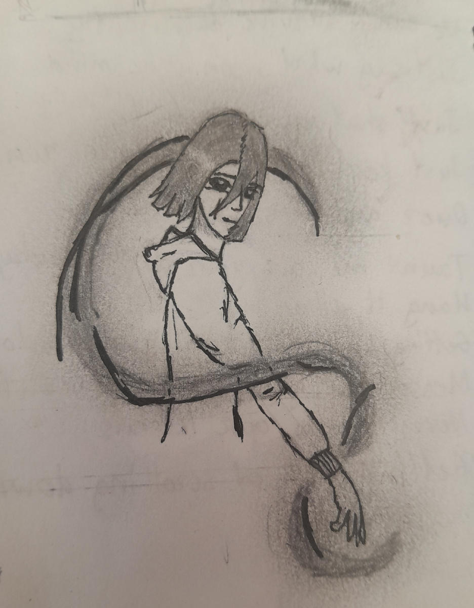 Очередной рисунок. Уже в этом году делала. Тени (которые сила), кстати, не всегда выглядят именно так. По моей идее, это очень переменчивая сила.