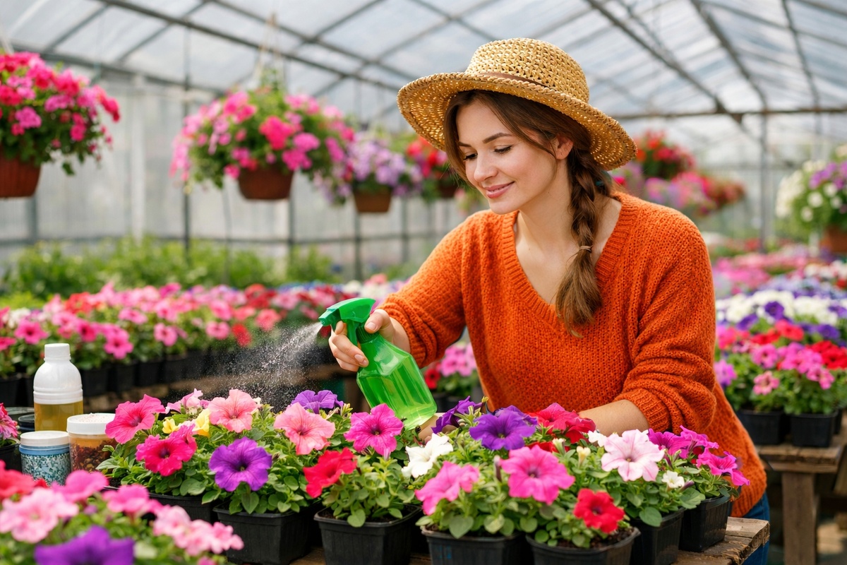 В апреле петунии нуждаются в активном росте зеленой массы, поэтому им необходим азот. Если рассада выглядит бледной и не развивается, используйте мочевину или аммиачную селитру (1 г на 1 л воды).Для стимуляции цветения и формирования крепких кустов подойдут комплексные удобрения с соотношением NPK 20-20-20 или специальные подкормки для петуний.Важные апрельские рекомендации:Двойное питание: Чередуйте полив под корень с опрыскиванием листьев (используйте вдвое меньшую концентрацию для опрыскивания).Изумрудная зелень: Каждые две недели добавляйте сульфат магния для насыщенного цвета листьев.Частые, но слабые подкормки: Лучше удобрять раз в неделю слабым раствором, чтобы избежать ожогов корней.Здоровая петуния в апреле – залог обильного цветения летом