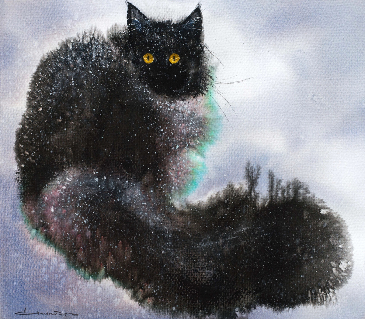 © Юлия Стейнберг. Магнит для снежинок. Акварель, тушь, бумага для акварели. 27 х 31см.