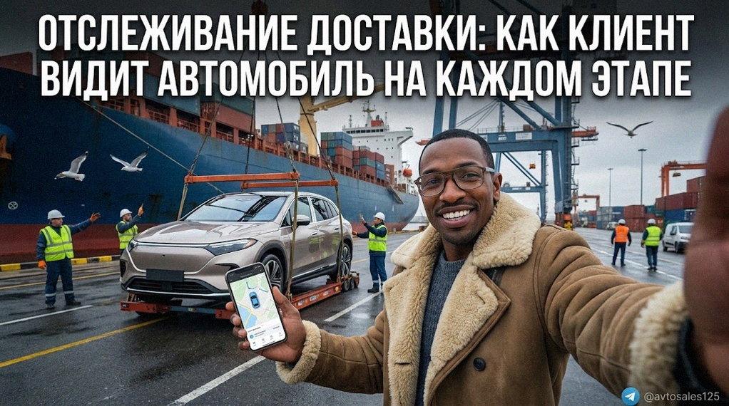   Пример того, как клиент видит статус и перемещение автомобиля в процессе доставки. Авто Сейлс