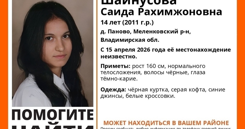 Во Владимирской области бесследно исчезла 14-летняя девушка