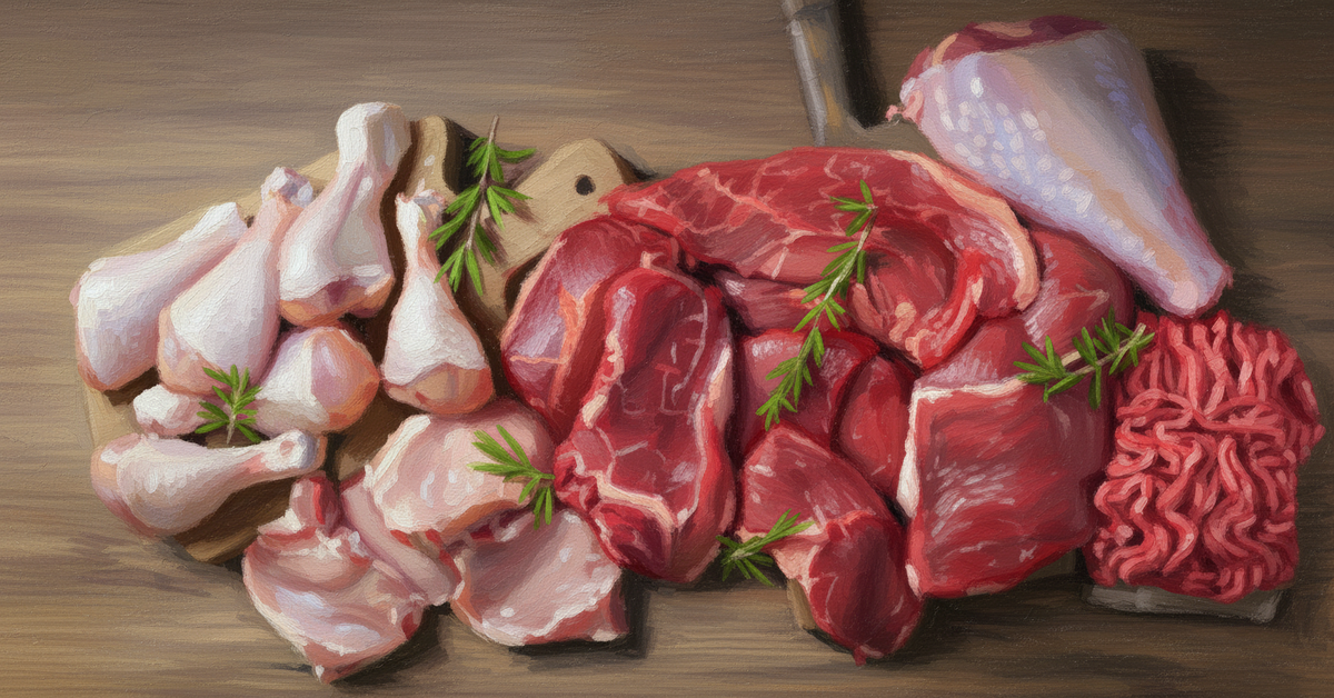 Рис №1 Мясо. Изображение из свободного источника, изменено ИИ (фильтр импрессионизм)
