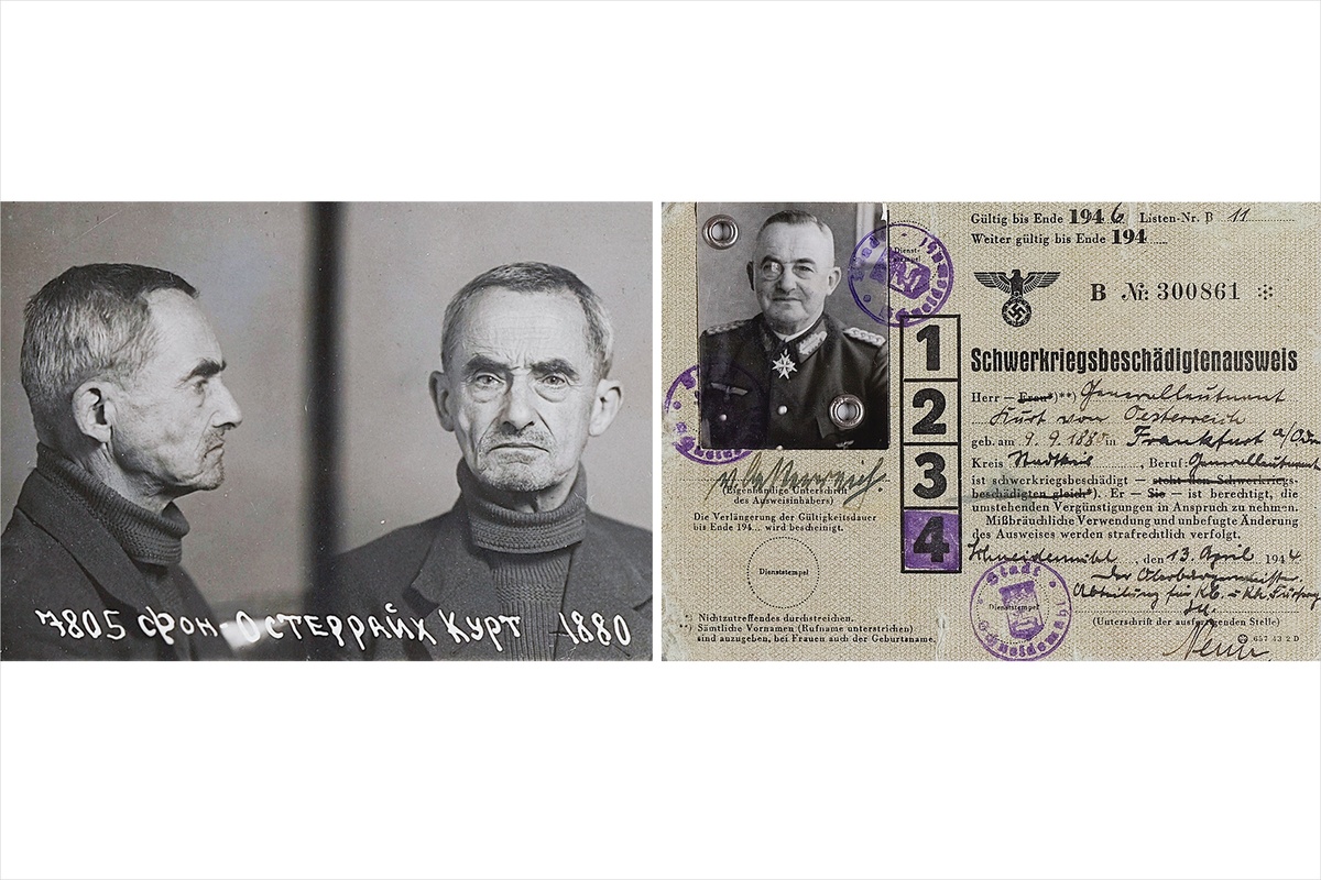    Генерал Курт фон Остеррайх в годы службы, когда ему были подчинены 30 лагерей военнопленных. И он же - во время следствия в Лефортовской тюрьме. / Фото: ЦОС ФСБ