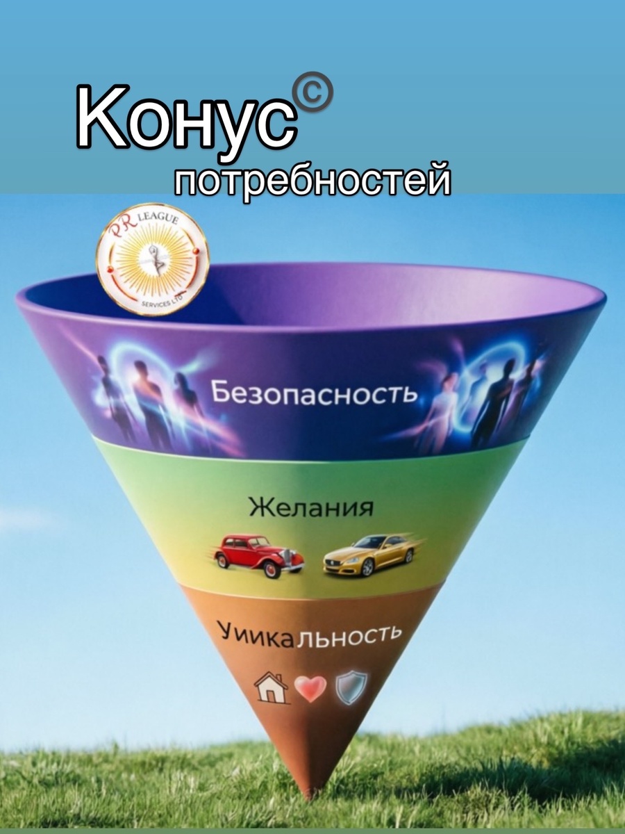 Пирамида 🔺 Маслоу статична. Конус 🔻 - перевернутая пирамида — живая система, где уникальность не «вершина», а ИМЕННО точка опоры 