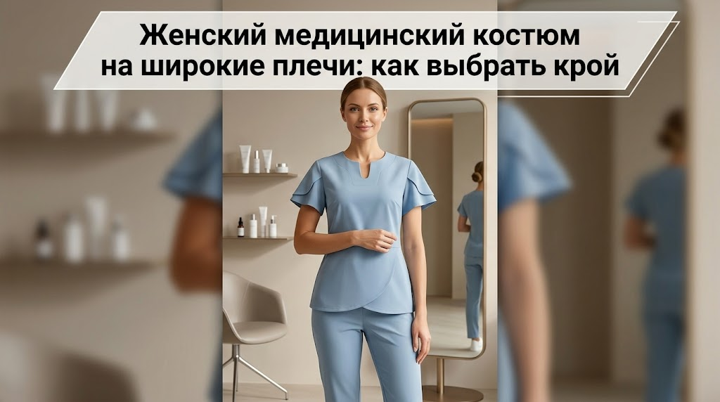   Выбор кроя женского медицинского костюма на широкие плечи Medavibe