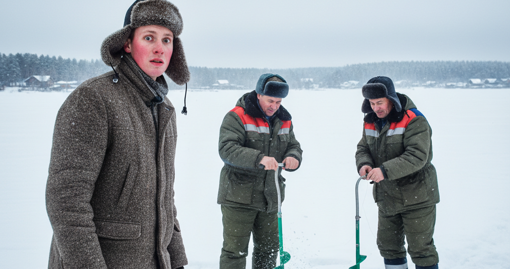 Мажор приехал выбивать долг в село, а местные увезли его на зимнюю рыбалку