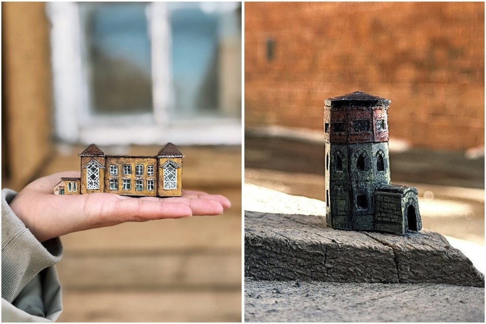    Художница делает мини-копии иркутских домов из дерева. Фото: Виктория Хтонь.