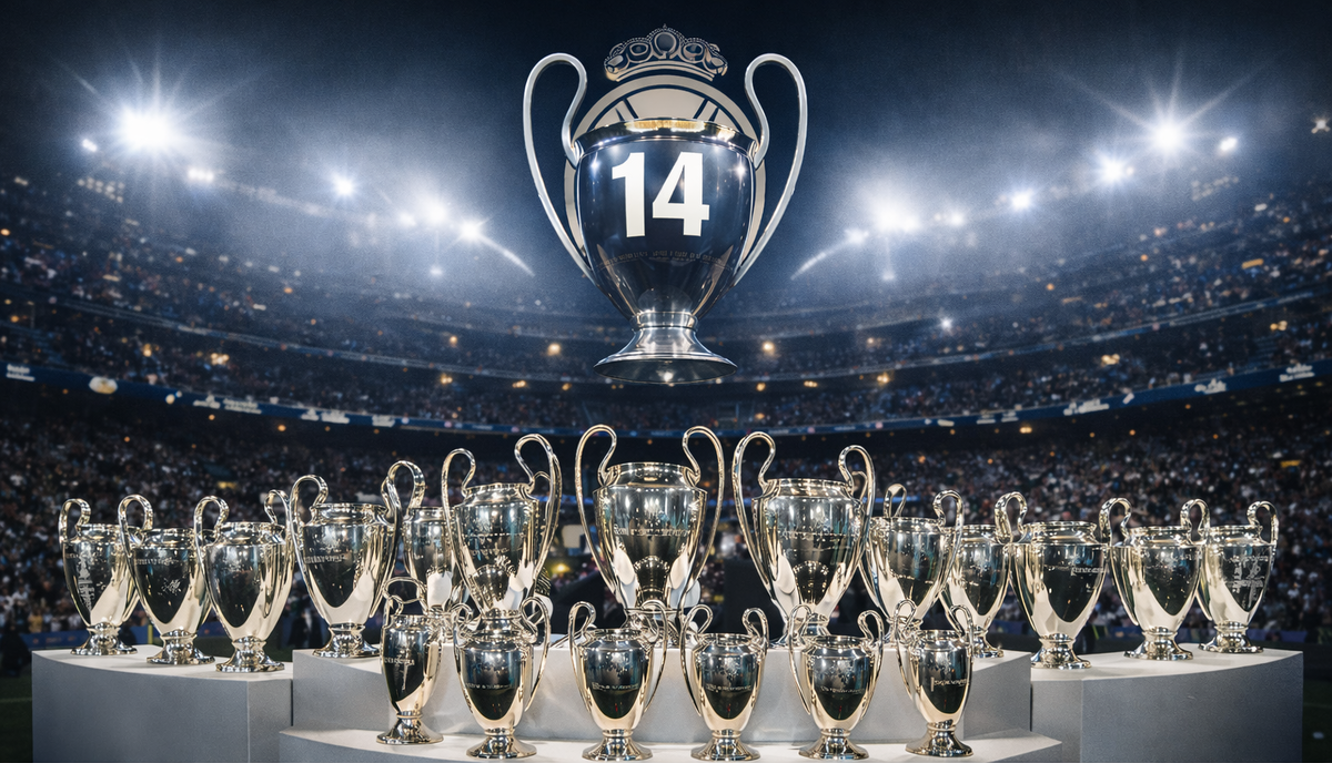 14 кубков: Величие Реала. Изображение сгенерировано с помощью ИИ.