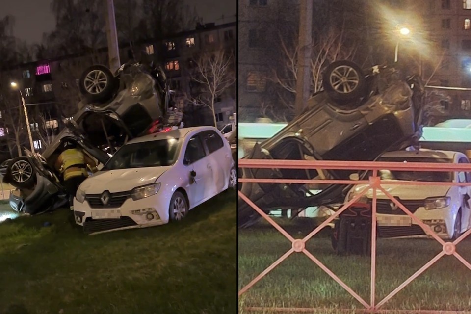    Взрослый и трое детей пострадали в ДТП на Руставели в Калининском районе Петербурга. Фото: vk.com/spb_today