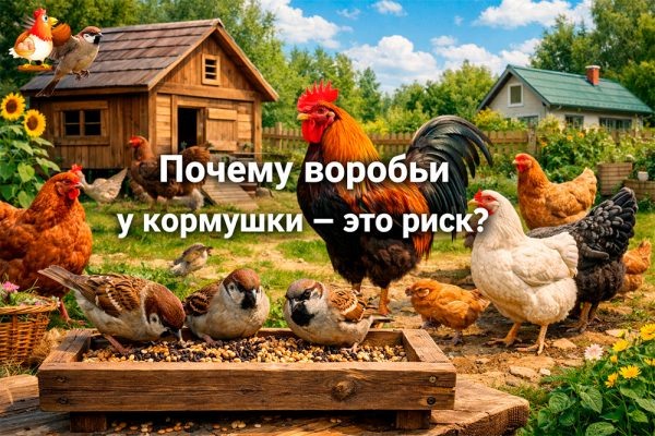 Воробьиный налёт на курятник – почему воробьи у кормушки кур и цыплят – это не милота, а реальный риск? 🐦‍⬛