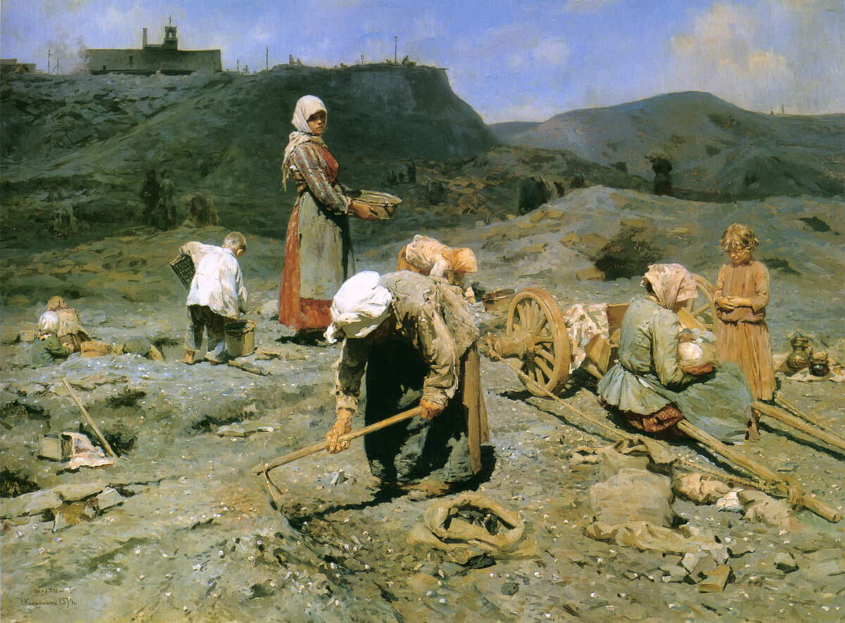 Николай Касаткин «Сбор угля бедными на отработанной шахте», 1900 год