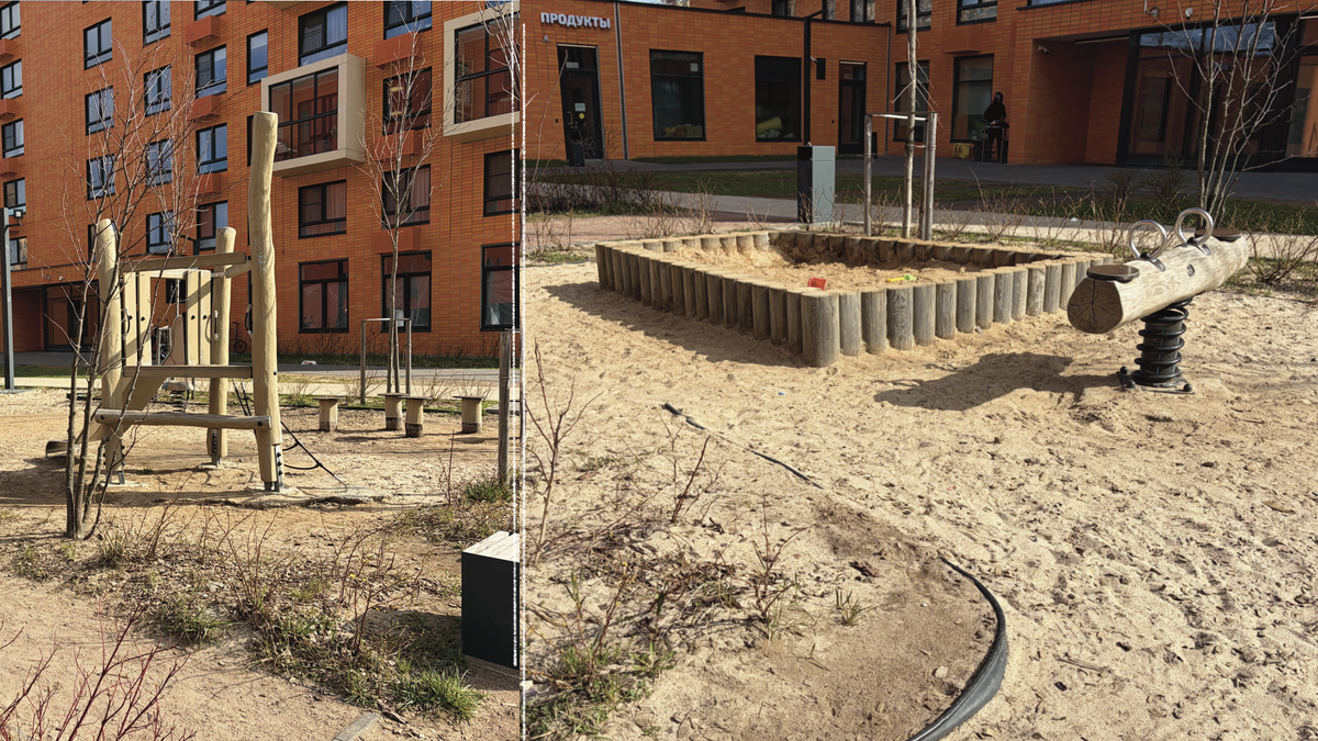 Горка и песочница в первой зоне