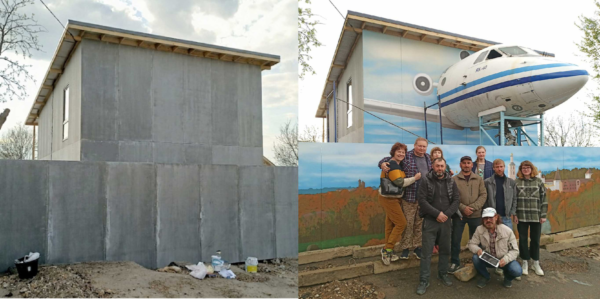 Роспись фасада музея-кемпинга в Боровске