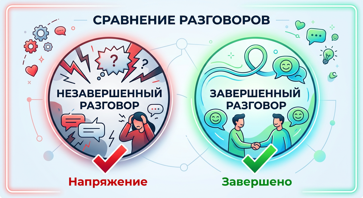  Слева «Незавершенный разговор», справа «Завершенный разговор»