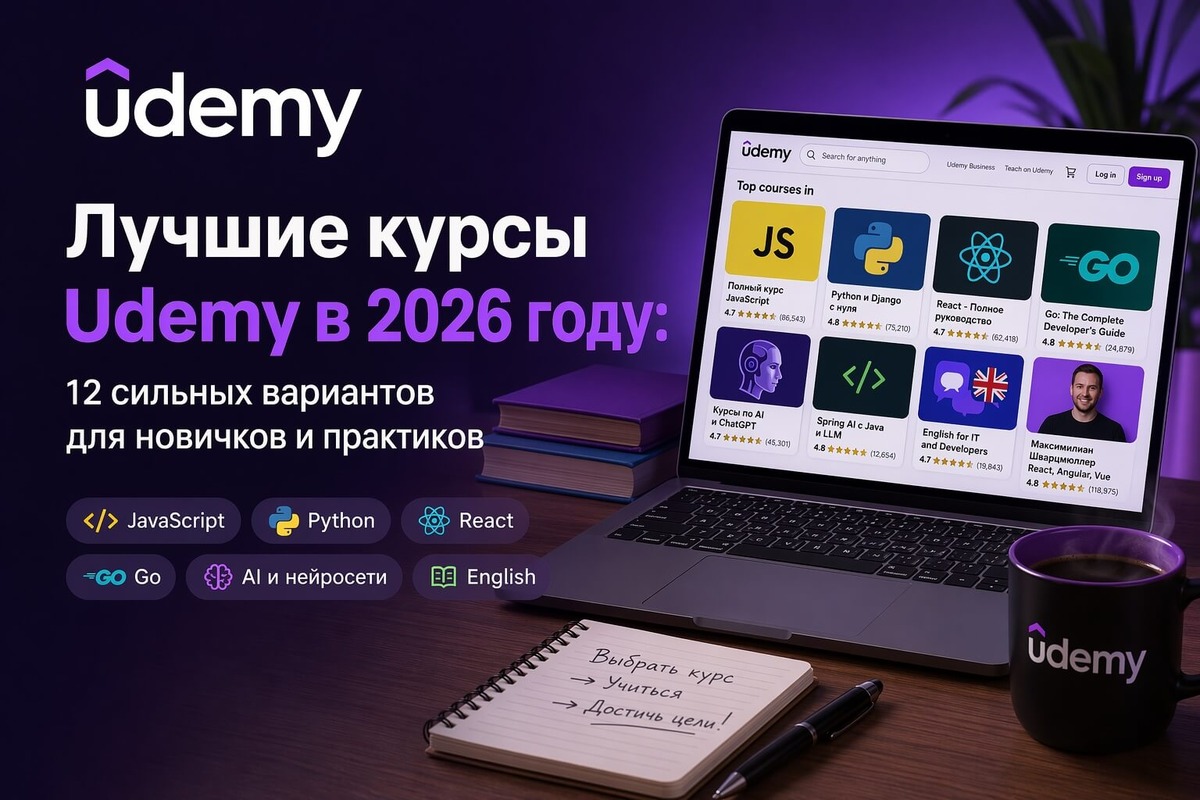 В даннм статье представлена подборка лучших курсов на Udemy в 2026 году (по мнению автора)