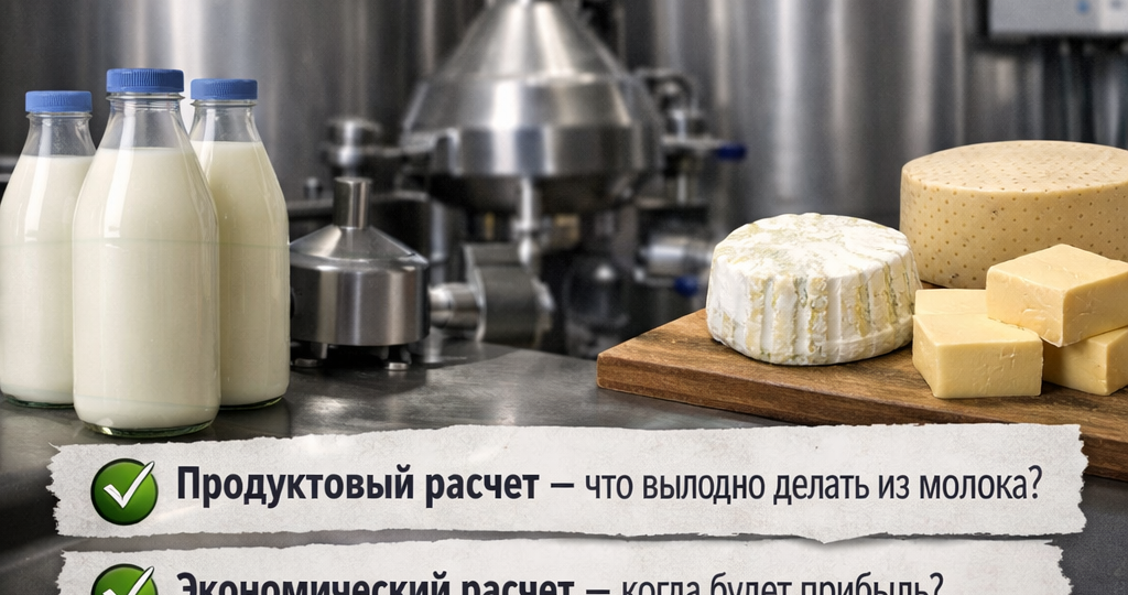 Экономическая модель и продуктовый расчет, что можно производить из 500 литров молока в смену.