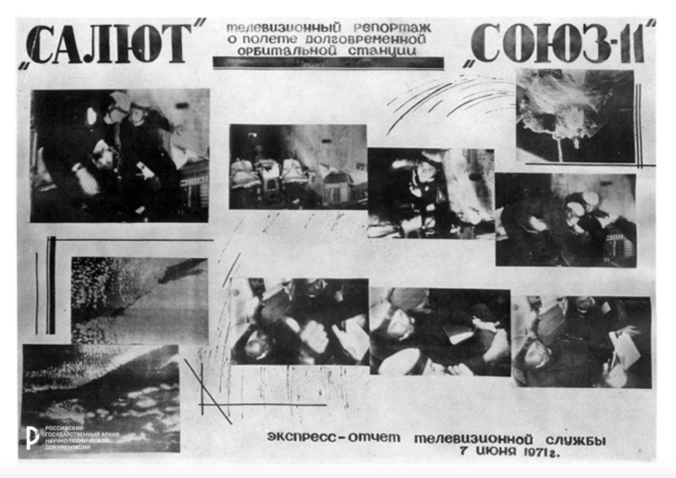 Экспресс-отчет телевизионной службы о полете орбитального комплекса «Салют» - «Союз-11», 1971 год. Фото: РГАНТД