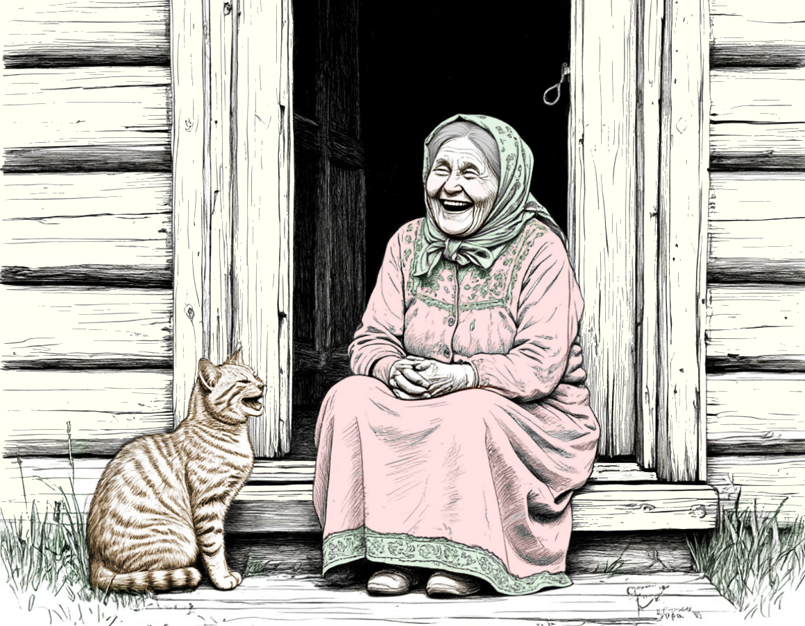 Бабушка и котик