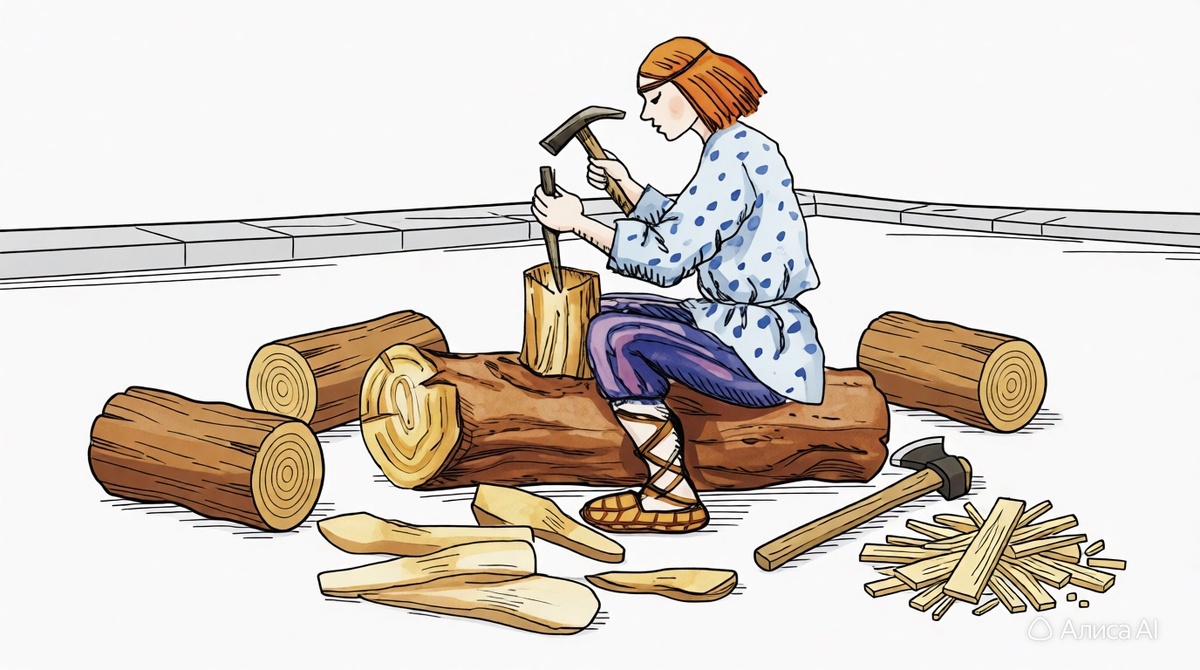 Бить баклуши - от мастерства к безделью.