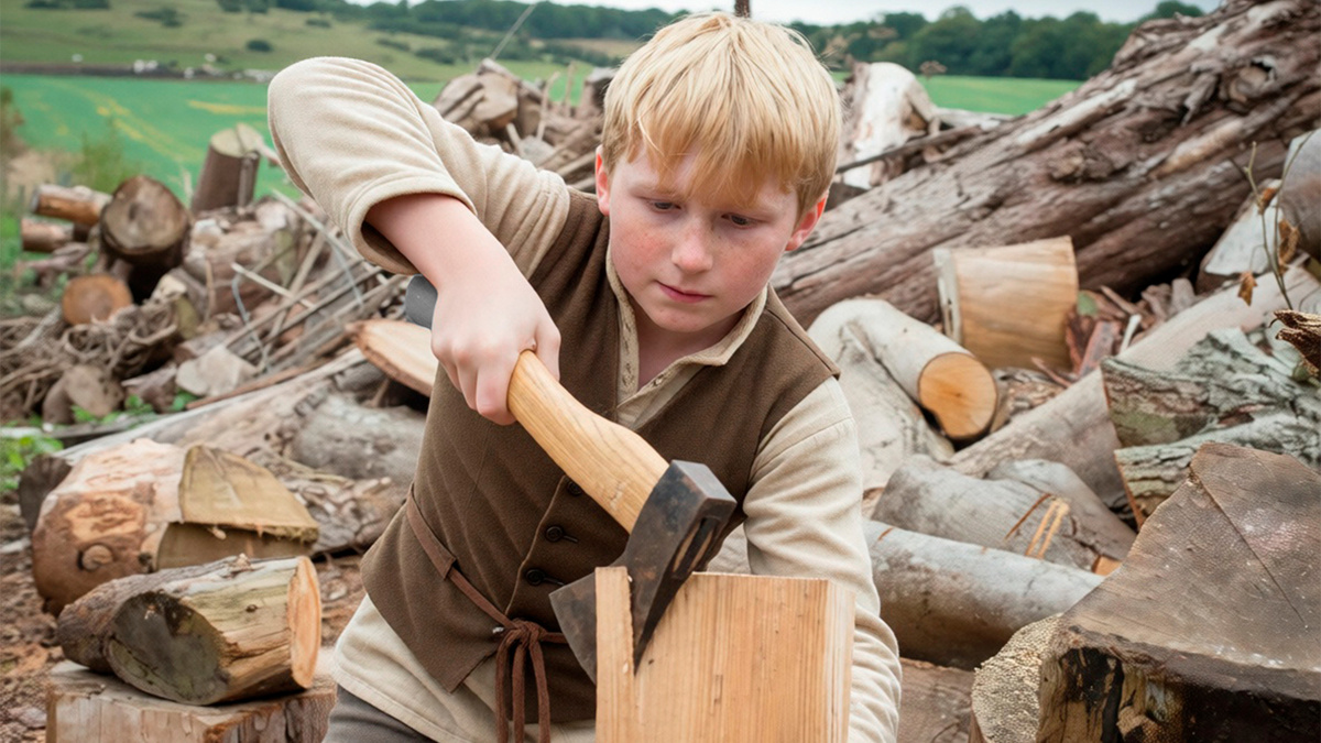 Мальчик за работой.