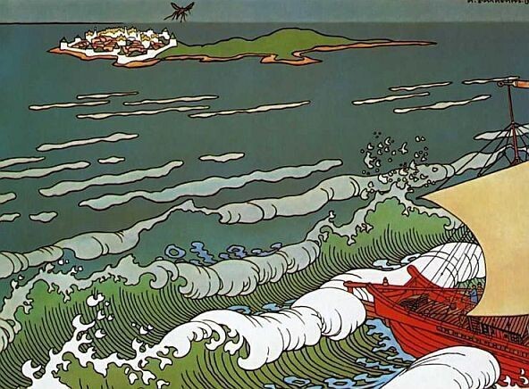 Иллюстрация к "Сказке о Царе Салтане" Ивана Билибина