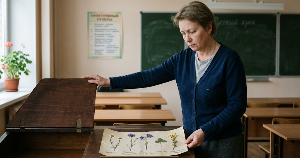 Девочка 7 лет каждое 12 апреля приносила в школу один цветок. На 6-й год учительница нашла в её парте 5 засушенных с маминым почерком