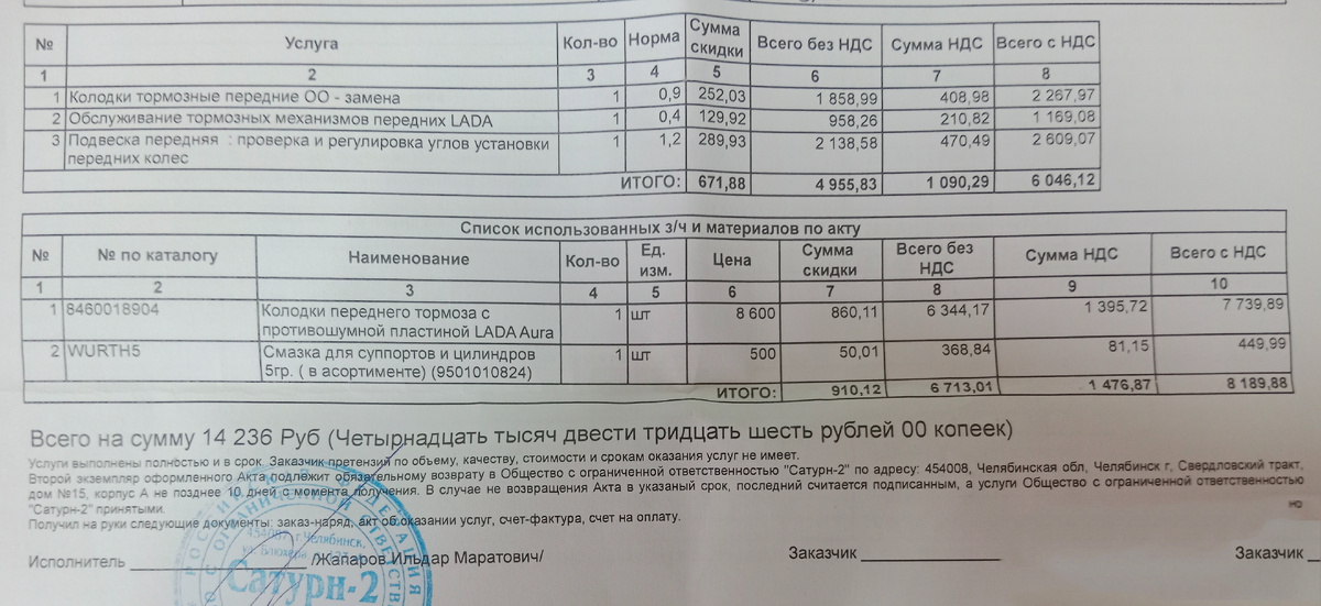👉Это уровень стоимости обслуживания бизнес-седана, а не народного автомобиля.
