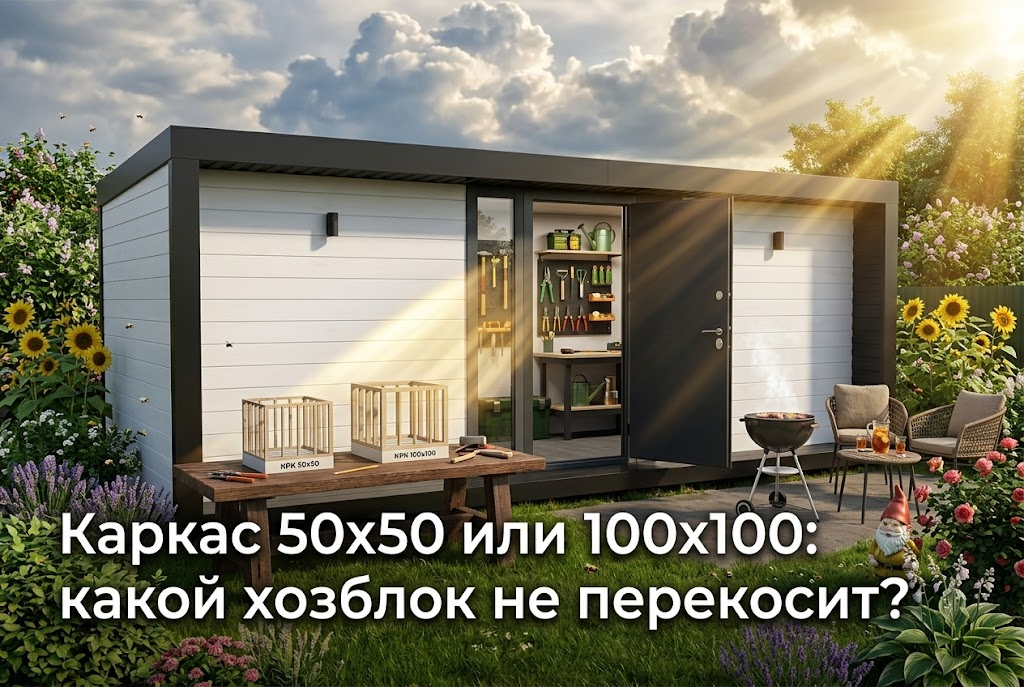    Выбор между стандартным каркасом 50х50 мм и усиленным вариантом из бруса 100х100 мм. hozblock