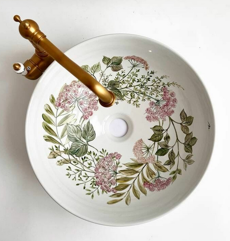 Новая круглая раковина с лечебными травами. В форме чаши. Диаметр 40 см. 