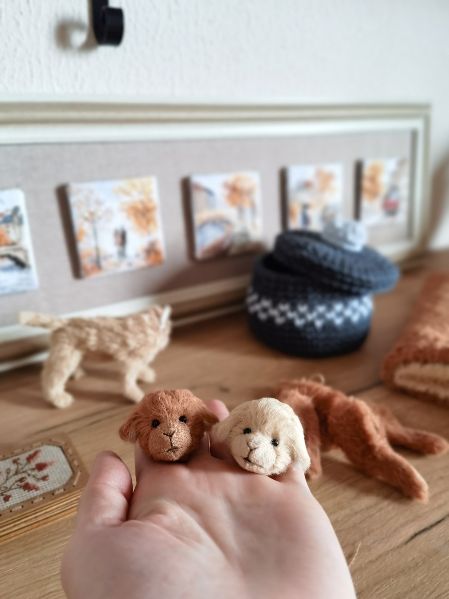 Головки игрушек-собачек  в стиле Тедди из пушистой и кудрявой вискозы на канале "Домик на Северной"