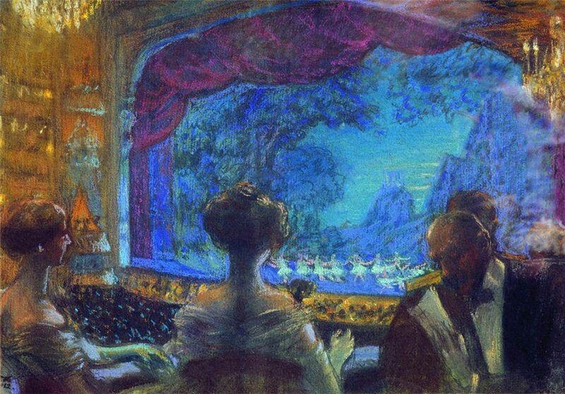 Б. М. Кустодиев. В ложе. 1909