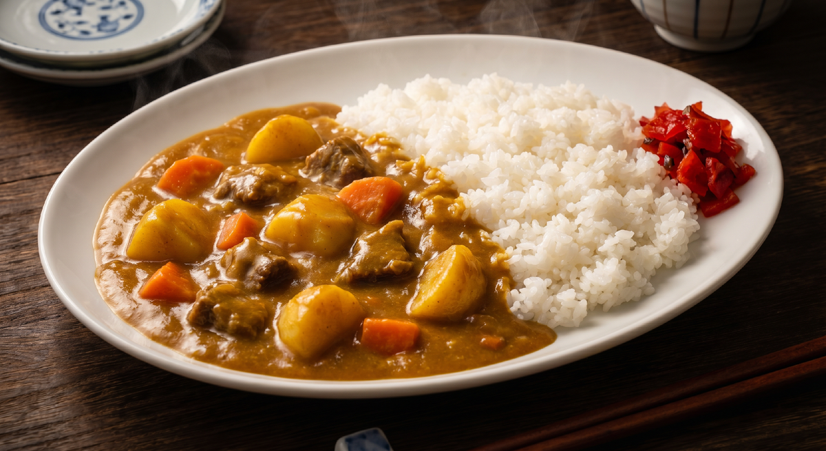 Карэ-райсу — японское карри с рисом. Густой, мягкий, чуть сладковатый соус с картофелем, морковью и мясом. Это не острое экзотическое блюдо — это японский домашний комфорт-фуд, который едят от мала до велика несколько раз в неделю