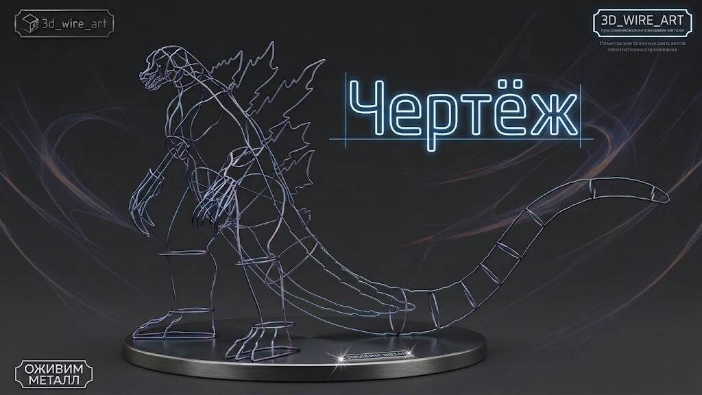 Проект каркаса Годзиллы от 3d_wire_art.
