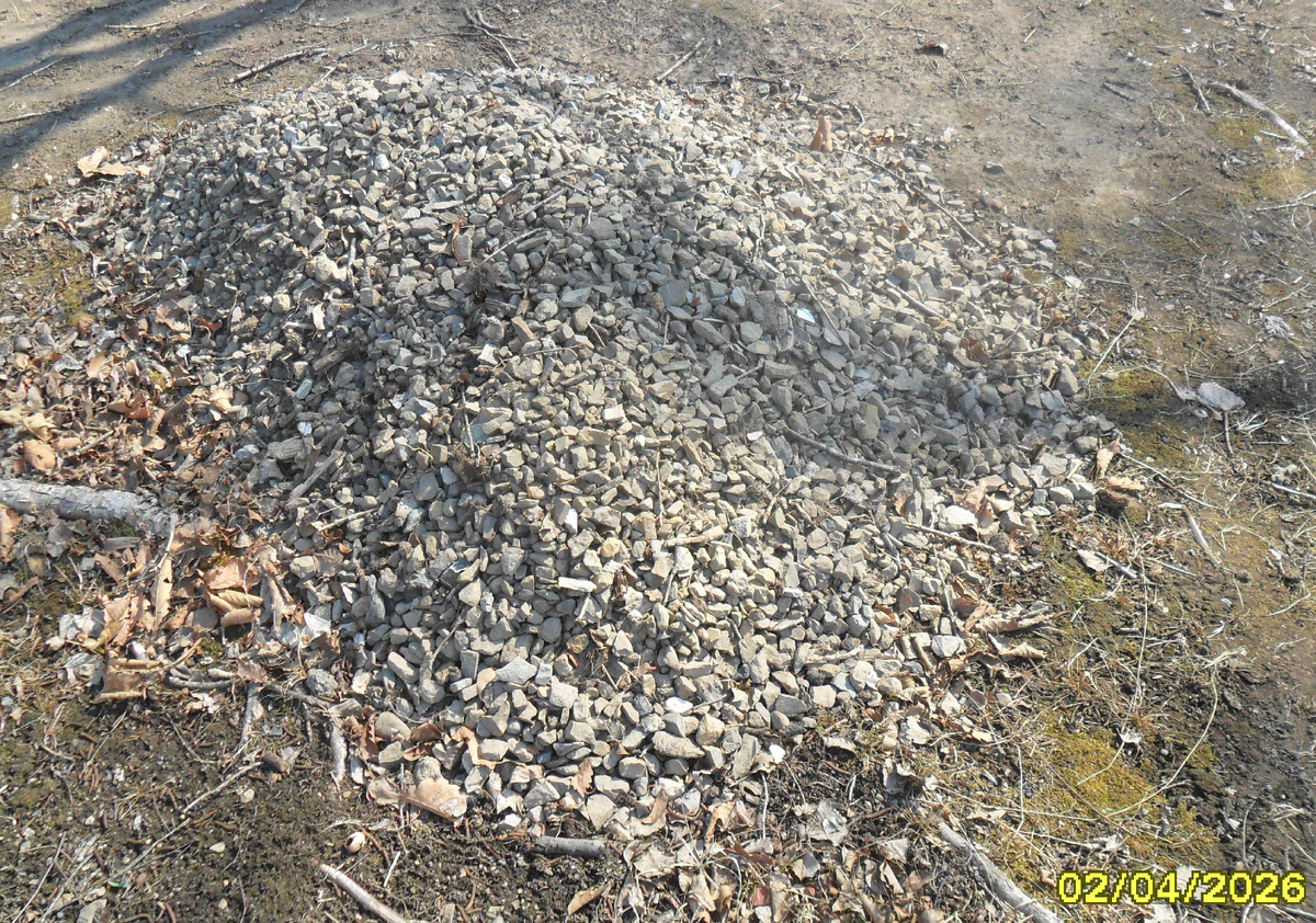 Куча камней при создании новой клубничной грядки