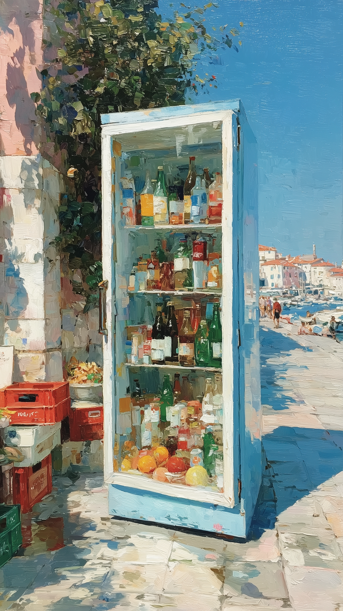 Уличный холодильник с напитками