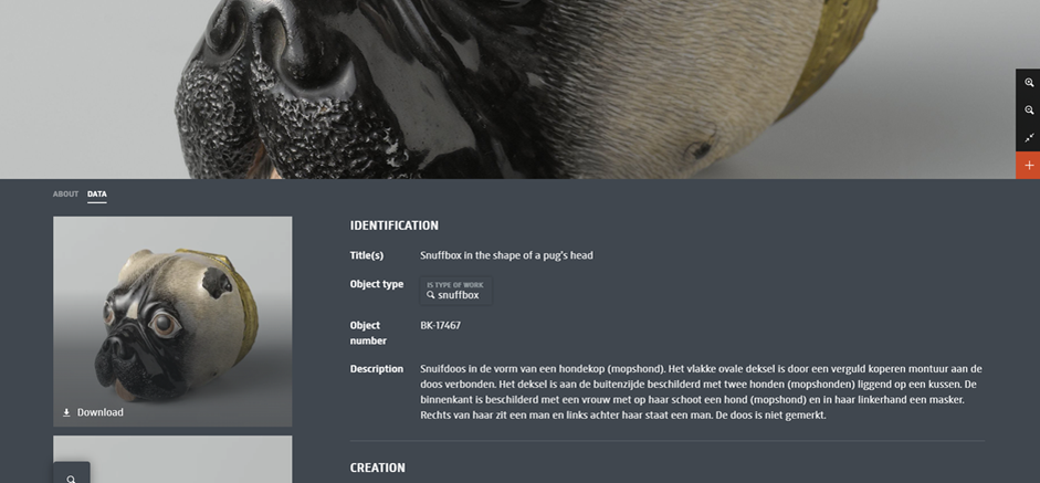 Описание предметов коллекции на сайте Рейксмузеума