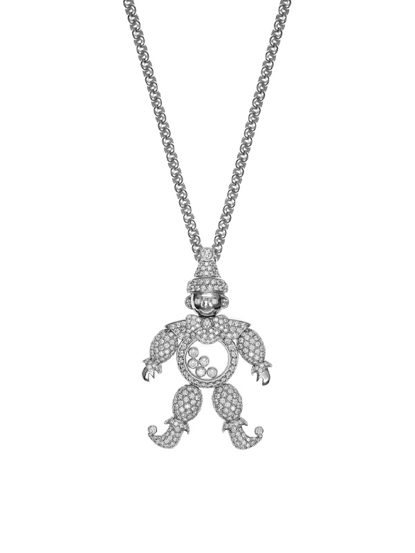 Кулон Chopard Happy Clown из белого золота со статичными и пятью плавающими бриллиантами
