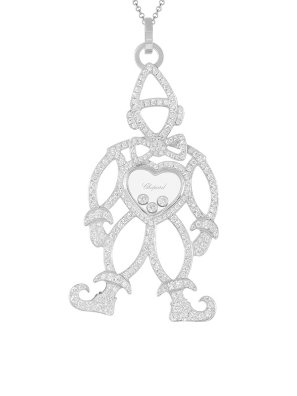 Кулон Chopard Happy Clown из белого золота со статичными и тремя плавающими бриллиантами