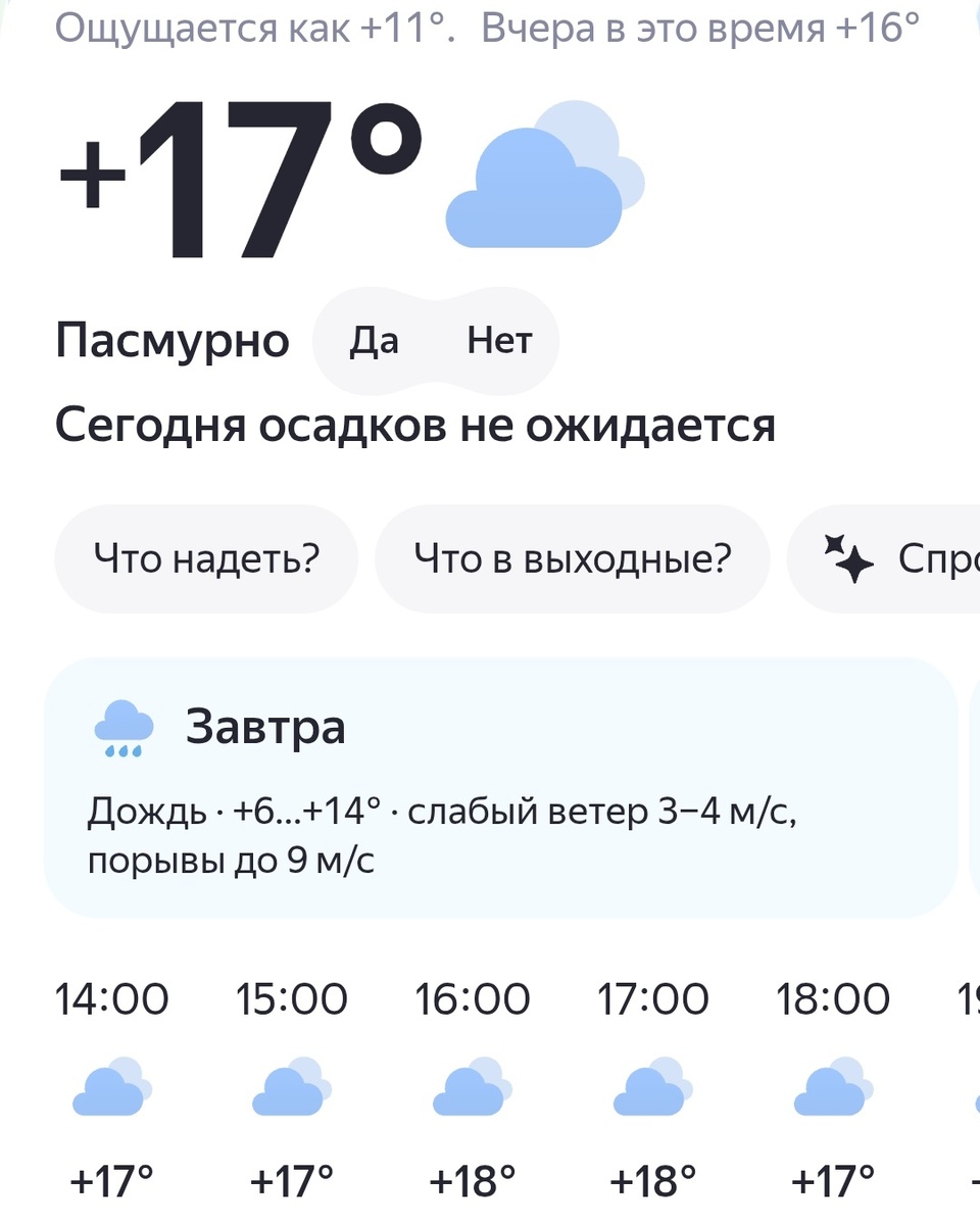 Скрин прогноза погоды