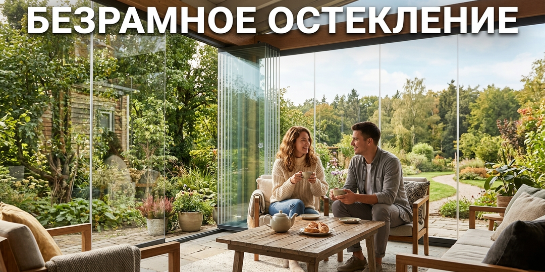Стеклянная стена, которая исчезает: ВСЁ о безрамном остеклении