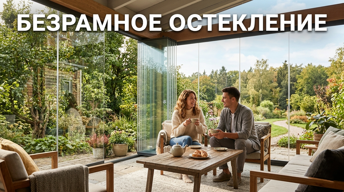 Безрамное остекление террасы