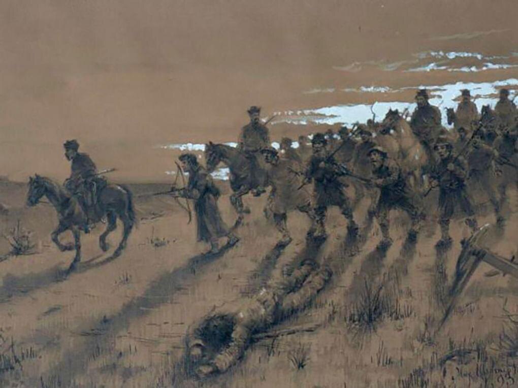 Михаил Шестеркин. Пугачевский бунт (фрагмент). 1893. Саратовский государственный художественный музей им. А.Н. Радищева, Саратов